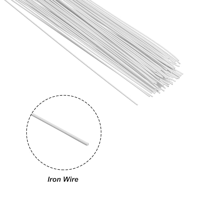 PATIKIL 32 Inch 22 Gauge Floral Stem Wire, 3 Pack/120 Pieces Bouquet Stem Paper Wrapped for DIY Crafts Flower Arrangements, White