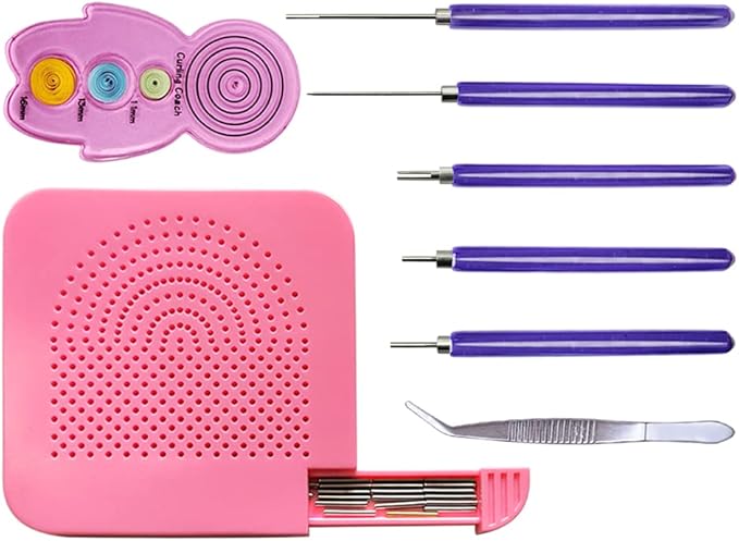 XIWUMOER 8PCS,Quilling Needles,Quilling Knitting Board,Quilling Kits,Paper Quilling Tools,Quilling Curling Coach,Paper Craft DIY Tools,Assorted Sizes Rolling Curling Quilling Needle Pen, (Pink)