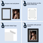 Mat Board Center, Double Mat - Acid Free, 8-ply Thickness, White Core - for Pictures, Photos, Framing (Black Over White, 11x14 for 8.5x11, Pack of 5)