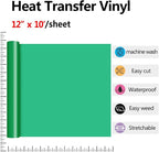 RENLITONG Light Green HTV Iron on Vinyl 12Inch by 10ft Roll Heat Transfer Vinyl for T-Shirt HTV Rolls for All Cutter Machine - Easy to Cut & Weed for Heat Transfer Design