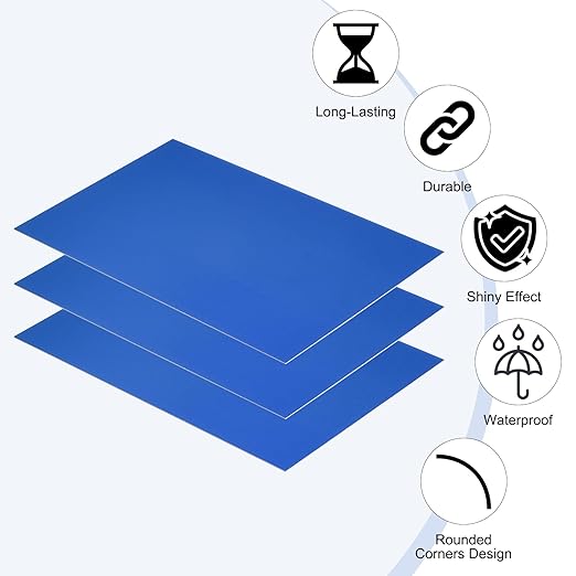 PATIKIL 6x10 Inch Anodized Aluminum Sheet Metal, 3Pcs Laser Plates Engraving Blanks 0.5MM Thin Rectangle for Crafting DIY House Laser Engraving, Blue