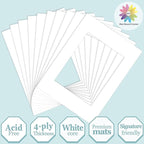 MBC Mat Board Center, 10 Pack 12x16 for 8.5x11 White Picture Mats Frame Mattes, Bevel Cut, Acid Free, 4-ply Thickness