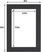 6x8 Mat for 8x10 Frame - Precut Mat Board Acid-Free Show Kit with Backing Board, and Clear Bags Black 6x8 Photo Matte Made to Fit a 8x10 Picture Frame Matboard for Framing, Pack of 1 Mat