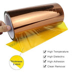 BOMEI PACK Polyimide Tape, 1 Pack High-Temperature Resistant Tape 8inch x 33m(108ft), No Residue Heat-Resistant Tape for Electric Task, 3D Printing, Soldering, Sublimation, Masking Sealer Machine