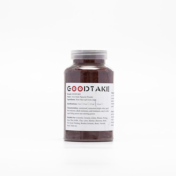 GOODTAKE Concrete Pigment, Iron Oxide Pigment Powder, Cement Dye Color Pigment for Brick,Tile,Clay,Lime,Mortar,Grout,Plaster,Masonry,Paint Coloring, (Wine Red, 4 oz)
