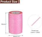 uxcell Round Leather Sewing Waxed Thread, 55m / 60 Yards Polyester Wax String, 0.80mm Wax Stitching Cord for Leather Crafts, Bookbinding, Bracelets Braided, Pink, 2pcs