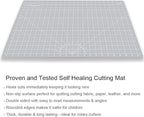 HEADLEY TOOLS 18" x 24" Thickened Self Healing Cutting Mat, A2 Rotary Cutting Sewing Mat for Crafts, Double Sided 5-Ply Table Cutting Board for Fabric Quilting Leather Arts Hobby Project, Grey/Black