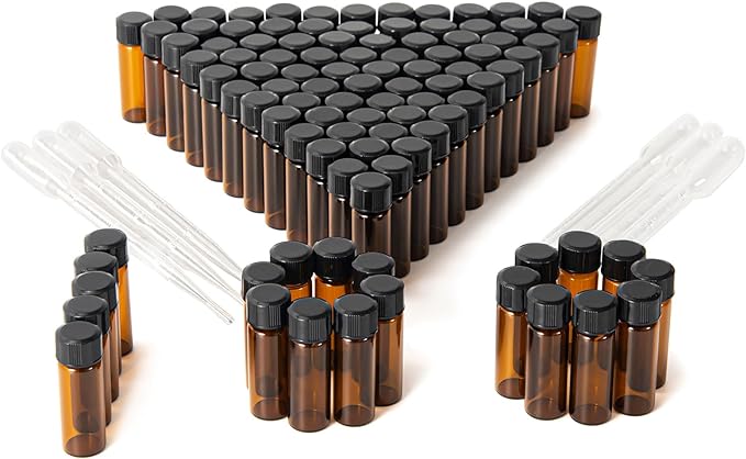 4ml Amber Small Glass Vials 100pcs with Screw Caps(100pcs)