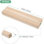 10-Pack Wood Square Dowel Rods, 19/32 x 12 Inch Unfinished Wooden Square Dowel Rod, Hardwood Square Dowel Sticks for Crafts/DIY Projects/Models Making [Wood Color]