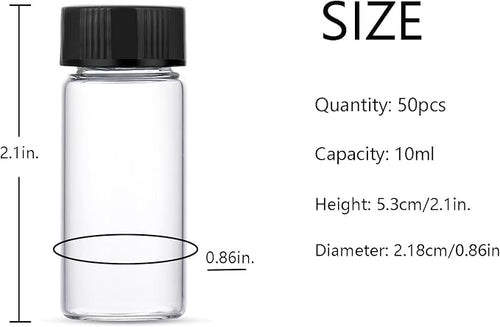 10ml Clear Small Glass Vials 50pcs with Screw Caps(50pcs)