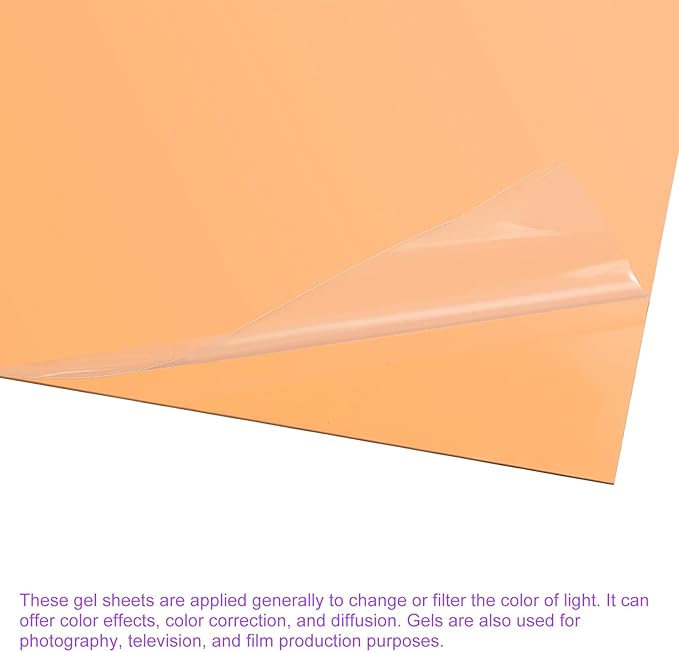 DMiotech 4Pcs Correction Gel Light Filter Overlay Transparent Plastic PVC Sheets Orange for Photo，Film,Video