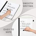AGM Portable White Board Dry Erase Notebook, 12" x 9" Double Sided Folding Whiteboards with 3 Pens, Small Travel Dry Erase Board Skin-Friendly Material for Study, Meeting, Planning, Grey