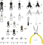 JOSDIOX 255-Piece Zipper Repair Kit – Replacement Sliders (#3, #5, #8), Install Pliers Tool, and Zip Extension Pulls for Jackets, Luggage, Backpacks, Tents, and Sleeping Bags