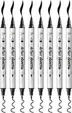 TRANSON 8 Pack Black Brush and Fine Dual-tip Acrylic Paint Marker for DIY Glass Canvas Wood Leather Ceramic Rock Painting