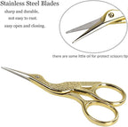 BIHRTC 3.6inch Little Embroidery Scissors Sharp Stainless Steel Tip Cross Stitch Scissors for Office Home Manual Sewing Handicraft DIY Tool Art Work Needlepoint Crochet Vintage Detail Shears