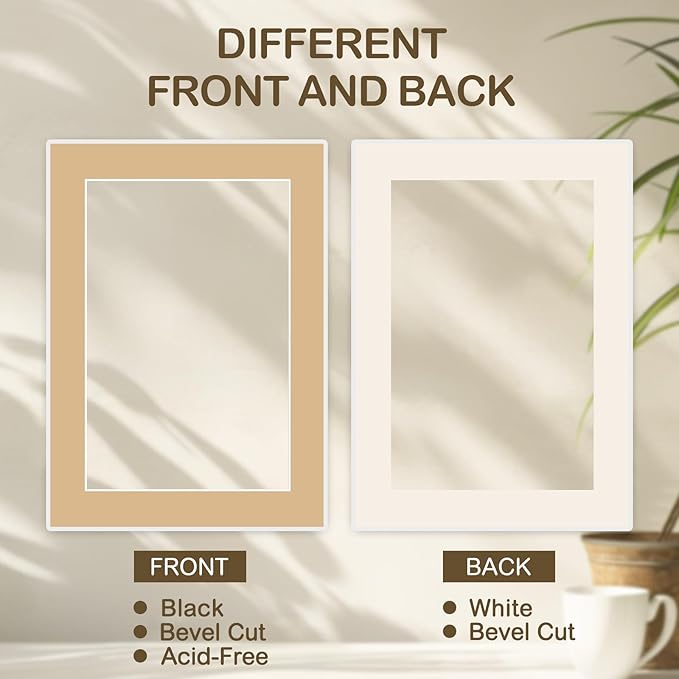 15 Pack 12x16 Picture Mats, Mixed Colors Frame Mattes for 9x12 Pictures Photo Frame Mat Core Bevel Cut Mat Board Show Kit for Photos, Prints, Artworks