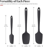 Heat Resistant Silicone Spatula Set of 3, Luxiwise 600ºF High Temp Baking Scraper Cooking Utensils Non-Stick BPA-Free for Seamless Mixing, Folding, Scraping with Rubber Kitchen Essentials (Black)