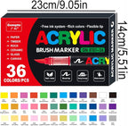 Acrylic Paint Markers Pens, 36 Vivid Colors Acrylic Markers Set,Direct Liquid Type, Stackable Color, Odorless Soft Head，Markers for School，Tooli Art ，Fabric & Creative Crafts (36)