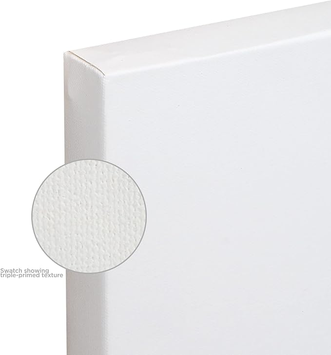 Creative Mark The Edge Deluxe Cotton 1-1/2" Deep Stretched Canvas for Painting, 12x24" Pack of 3, 14oz. Primed Weight, Universal Archival Priming, Medium Tooth, Frameless Artwork Canvas for Painters