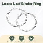 PATIKIL 1.4" x 1.6" Loose Leaf Binder Rings, 30 Pcs Metal Book Rings Nickel Keychain Ring for Paper Index Cards Flash Card Notebook Rings Office Home Book Binder, Silver Tone