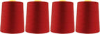 Mandala Crafts 4 Pack of Serger Threads Cones Spools - 20S/2 24000 Yards Polyester Brick Red Threads for Sergers Machine and Overlock Quilting Sewing Machine