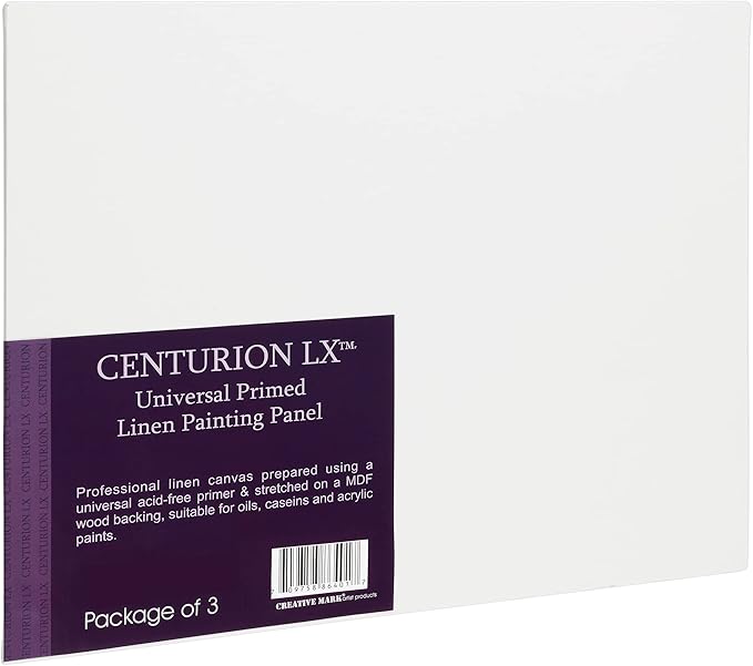 Centurion All-Media Primed Linen Panels - 3x5 3 Pack - 11oz Universal Primed Canvas Boards for Painting, Mounted on MDF Wood, Non-Warping, Ideal for Artists, Professionals, and Painters