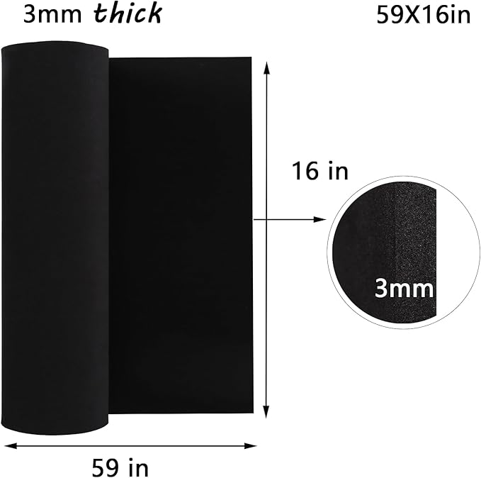 AMZQNART EVA Foam 3mm, Cosplay Foam 16x59 inch Black, for Craft Projects Cosplay Costumes, Fake Weapons, Decorations, Christmas, Easter, Thanksgiving, etc, High Density 90 kg/m³.