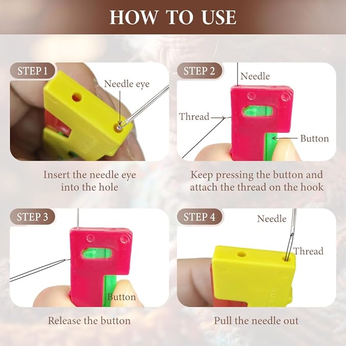 Automatic Needle Threader,2024 New Plastic Needle Threaders,Used to Quickly Thread The Thread Into The Needle Hole, Suitable for The Elderly and Those Who Like to Do Needlework(Random Color) (12 PCS)