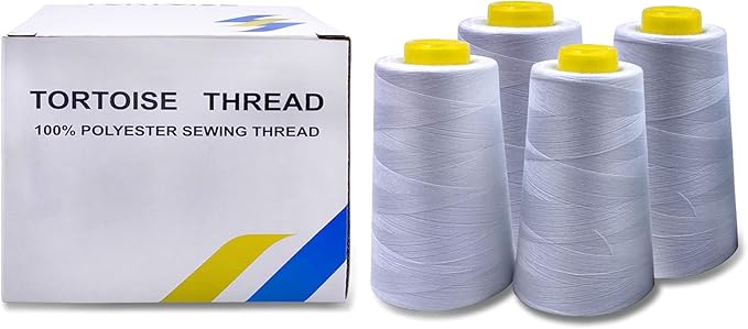 Tortoise 4 Cones of 3000 Yards Each Spool Thread for All Purpose, Serger, Overlock, Quilting, Sewing Machine - 100% Polyester - 40S/2 Green