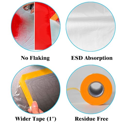 LLPT Tape and Drape 78.7”(Unfolded) x 66 Ft Each 2 Pack Pre-Taped Masking Film 0.27 Mil Painters Plastic Drop Cloth for Auto Wall Furniture Painting Protection (MFT2002)