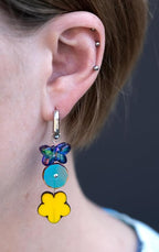 2.1oz (60g) of Focal Glass Bead Mix with Table-Cut Flower and Butterfly Beads, PG Blue