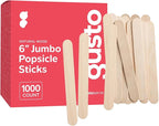 Gusto [1000 Count] Jumbo 6 Inch Wooden Multi-Purpose Popsicle Sticks, Craft Sticks for ICES, Ice Cream, Waxing, Tongue Depressor Wood Sticks -(Formerly Comfy Package)