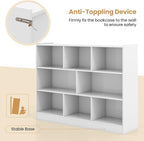 Toy Storage Organizer, 3-Tier Kids Bookshelf, 8 Cube Kids' Bookcases, Cabinets & Shelves, Wooden Toy Organizers, Small Book Shelf for Bedroom, Playroom, Classroom, Nursery (White)