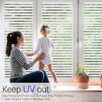 Qualsen Privacy Window Film, Frosted Windows Privacy Film, Frosting Cling for Glass, Anti-UV Reeded Blinds Sticker for Home Office Meeting Room, Stripe Patterns, 23.6x118inch