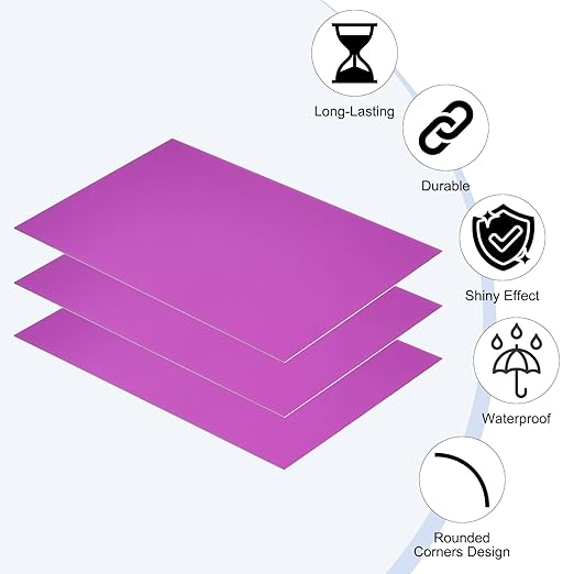 PATIKIL 5x8 Inch Anodized Aluminum Sheet Metal, 15Pcs Laser Plates Engraving Blanks 0.5MM Thin Rectangle for Crafting DIY House Laser Engraving, Purple
