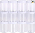 SATINIOR 12 Pack 10 oz Plastic Container Jars with Lids Round Clear Travel Cosmetic Container Jars for Toiletries, Lotion, Cream, Ointments, Makeup, Rhinestone, Samples, Kitchen Storage(White)