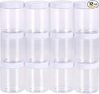 SATINIOR 12 Pack 10 oz Plastic Container Jars with Lids Round Clear Travel Cosmetic Container Jars for Toiletries, Lotion, Cream, Ointments, Makeup, Rhinestone, Samples, Kitchen Storage(White)