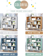 IOTXY Wooden Open Shelf Bookcase - 3-Tier Floor Standing Display Cabinet Rack with Legs, 8 Cubes Bookshelf, Pear Yellow