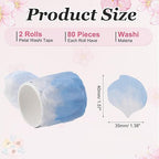 uxcell 2 Rolls Petal Washi Tape, 80 Pieces Floral Decorative Tape Colored Masking Tapes Crafting Supplies for DIY Crafts, Gift Wrapping, Scrapbook, Party Decorations, Large Sky Blue
