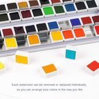 Paul Rubens Artist Grade Watercolor Paint, 48 Colors Solid Cakes with Portable Metal Box for Artists, Beginners, Hobbyists, Students