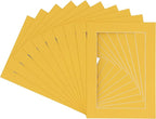 Pack of 25 Acid Free 8.5x11 Mats Bevel Cut for 7x9 Photos - Chamois Yellow Precut Matboards With Backing Boards and Clear Photo Mat Bags For Pictures, Photos, Framing - 4-ply Thickness