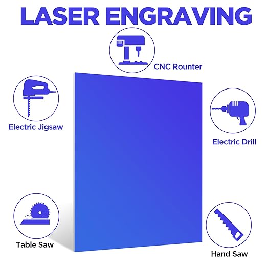 Anodized Aluminum Sheet Metal 11.3 x 11.3 x 1/32 Inch Metal Plates Engraving Blanks for CNC Laser Engraving DIY Card, 0.8MM Thin Decorative Aluminum Sheets for Crafting (Blue 2)