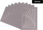 6x8 Mat for 8x10 Frame - Precut Mat Board Acid-Free Charcoal 6x8 Photo Matte Made to Fit a 8x10 Picture Frame, Premium Matboard for Family Photos, Show Kits, Art, Picture Framing, Pack of 100 Mats