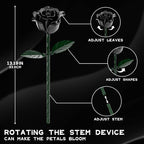 Black Rose Bouquet Building Blocks, Artificial Roses Flowers Botanical Collection Building Set, Gothic Home Decor, Christmas Halloween Birthday Present for Adults Kids Lover
