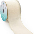 CT CRAFT LLC Ivory Canvas Wired Ribbon 2.5 Inch x 10 Yards for Christmas Home Decor Tree Topper Bow Gift Wrapping DIY Crafts Wreath Garland Easter Holiday