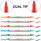 TRANSON 12 Colors Bold and Brush Dual-tip Acrylic Paint Marker Pen Set for Canvas Rock Wood Leather Ceramic DIY Painting