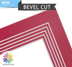 Mat Board Center, Pack of 10, 5x7 for 4x6 China Red Color Mats - Bevel Cut, Acid Free, 4-ply Thickness, White Core - for Pictures, Photos, Framing