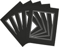 Golden State Art, 11x14 Double Mats for 8x10 - for Photos, Pictures, Frames - Acid-Free, 5 Pack, Black Over Black