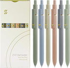 Gel Pens, 6 Pcs Black Ink Pens for Women, 0.5mm Fine Point Smooth Writing Pens, High-End Series Retractable Pens for Journaling Note Taking (6 Pcs Gold Morandi)