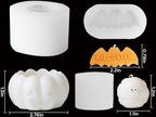 3 Pcs Halloween Candle Silicone Molds Set, DIY Letter Bat, Mummy Ball and 3D Pumpkin Container Mould for Candle Making, Wax Gypsum Ornament Resin Soap Chocolate Mold Home Decor